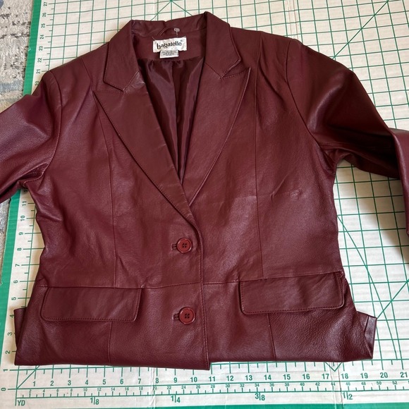 Bagatelle Vintage Size 10 Red Burgundy Leather Blazer Jacket Wine Monica Goth - Picture 6 of 12